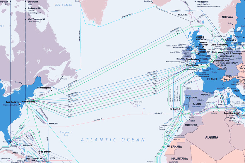 mapa mořských kabelů